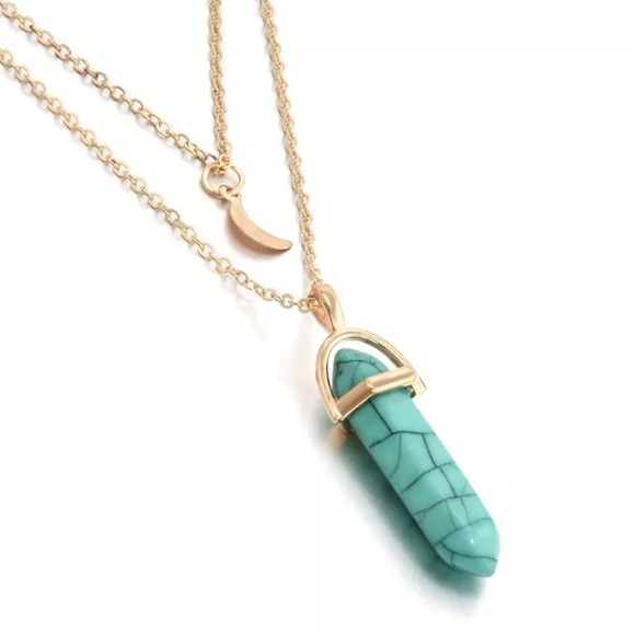 Jewelry - Natural Turquoise Double Layer 🌙 Necklace